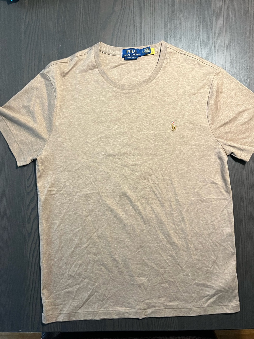 Polo Ralph Lauren Custom Slim Fit T Shirt Beige Cloud Heather Mens L NWOT